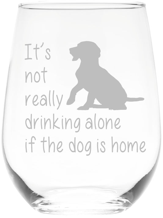 C M The Dog is Home Funny Stemless Wine Glass for Him, Her, Wife, Husband, Friend, Cute Dog Gift for Men Women - 17 oz (Style D1)