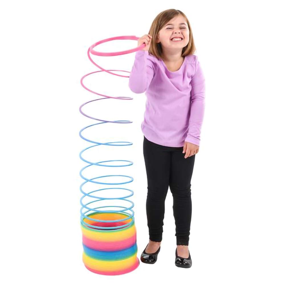The Dreidel Company Jumbo Rainbow Plastic Coil Spring, Party Favor for Kids, Individually Wrapped, 7" (175mm) Spring (Single)