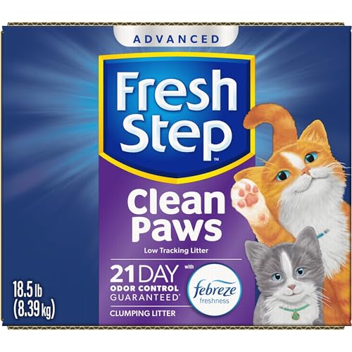 Fresh Step Clean Paws Cat Litter with Febreze Freshness, Advanced Multi Cat Low Tracking Clumping Litter, 37 lbs. (2 x 18.5 lb. Box)
