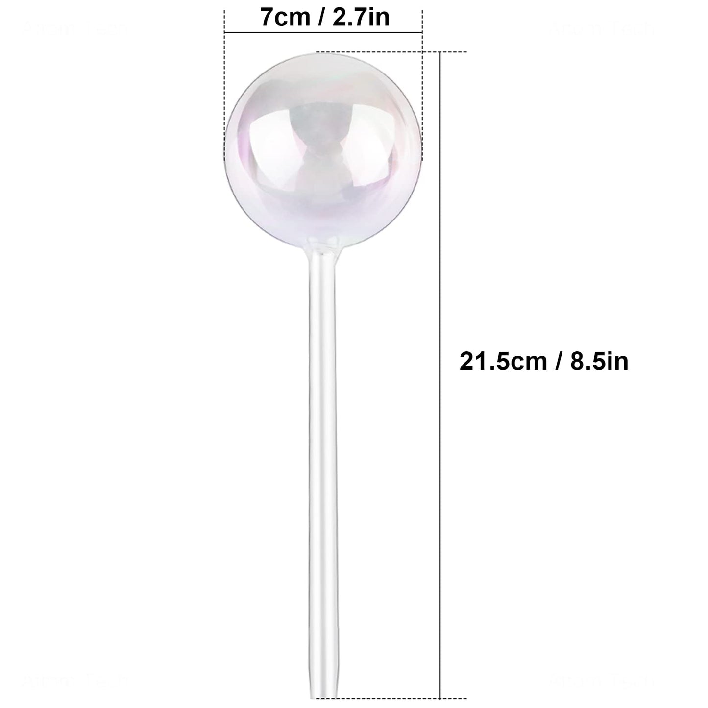 [2 PCS] Light Iridescent Rainbow Gradient Color Clear Glass Self-Watering System Spikes, Automatic Plant Waterer Bulbs