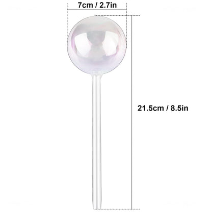 [2 PCS] Light Iridescent Rainbow Gradient Color Clear Glass Self-Watering System Spikes, Automatic Plant Waterer Bulbs