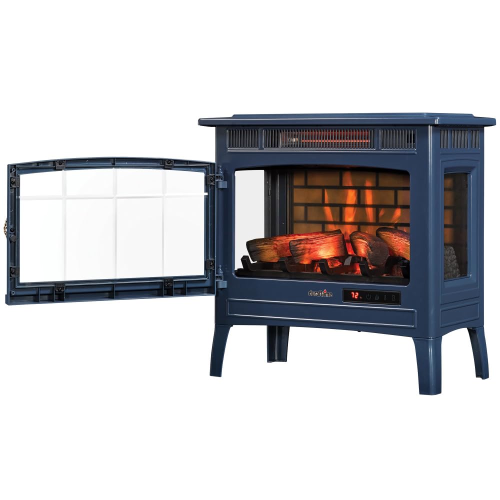 duraflame Freestanding Electric Fireplace Stove Heater with 3D Flame Effect for 1,000 Sq. Ft. Room, Navy