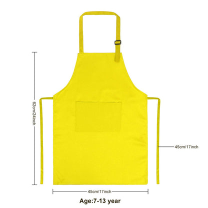 yarachel Kids Apron and Chef Hat Set - 8 Pieces Waterproof and Adjustable Child Aprons with Pockets Kitchen Bib Aprons for Boys and Girls Kitchen Cooking Baking Painting (Medium, Color 2)