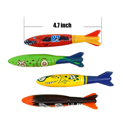 ZHFUYS Diving Pool Toy Underwater Swimming Throwing Diving Torpedo Shark,4 Pack