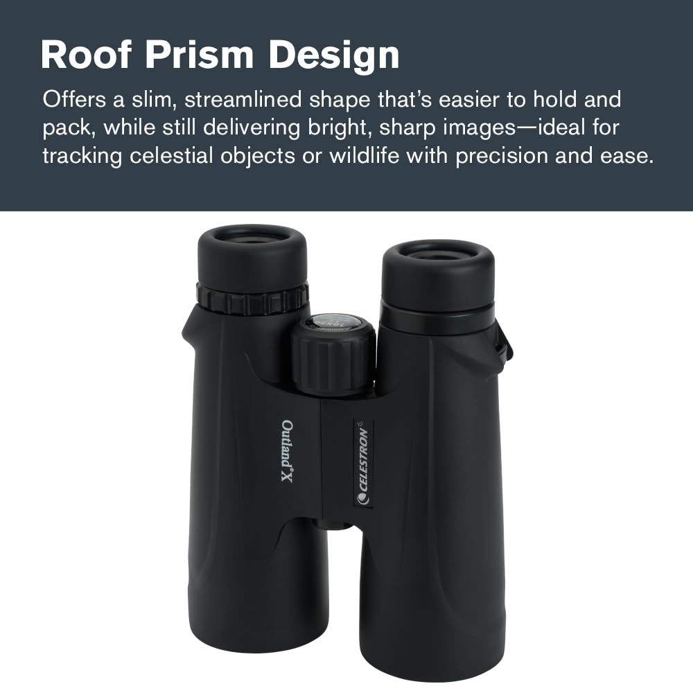Celestron – Outland X 10x50 Binoculars – Waterproof & Fogproof – Binoculars for Adults – Multi-Coated Optics and BaK-4 Prisms – Protective Rubber Armoring, Black