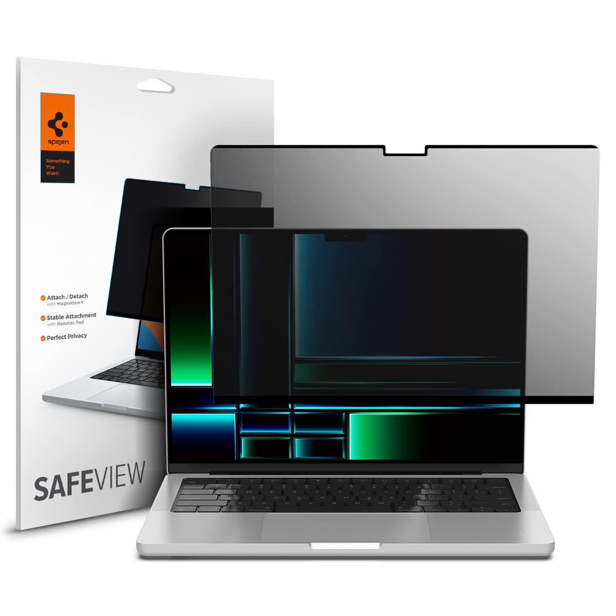 Spigen Privacy Filter Screen Protector [SafeView] designed for MacBook Pro 14 inch (M4 / M4 Pro / M4 Pro Max / M3 series / M2 series / M1 series)