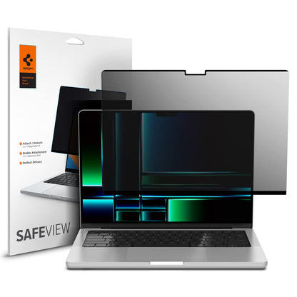 Spigen Privacy Filter Screen Protector [SafeView] designed for MacBook Pro 14 inch (M4 / M4 Pro / M4 Pro Max / M3 series / M2 series / M1 series)