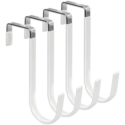 FYY Over The Door Hooks, 4 Pack Hangers Hooks with Rubber Prevent Scratches Heavy Duty Organizer for Living Room, Bathroom, Bedroom, Kitchen Hanging Clothes, Towels, Hats, Coats, Bags White