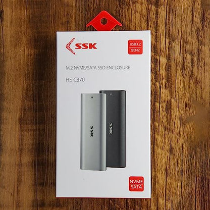 SSK M.2 NVMe Enclosure, Tool-Free SSD Enclosure Adapter, USB C 3.2 Gen 2 10Gbps PCIe MKey External Solid State Drive Case, Support UASP Trim for 2230/2242/2260/2280 (SATA NOT Supported)