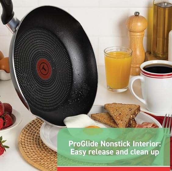 T-fal Specialty Nonstick Saute Pan with Glass Lid 5 Quart, Oven Broiler Safe 350F, Cookware, Deep Frying Pan with Handle, Skillet, Kitchen, Pots and Pans, Dishwasher Safe, Black