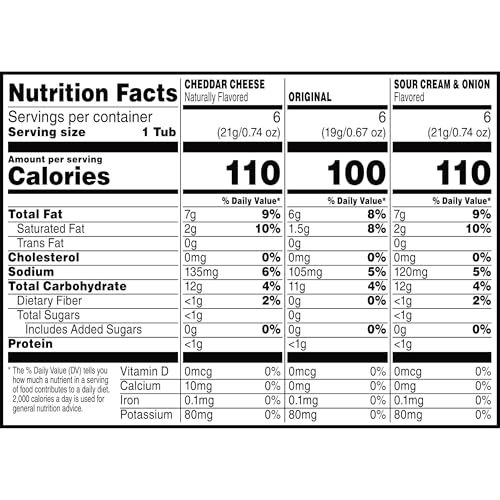 Pringles Potato Crisps Chips, Lunch Snacks, Office and Kids Snacks, Snack Packs, Variety Pack, 12.9oz Box (18 Cups)