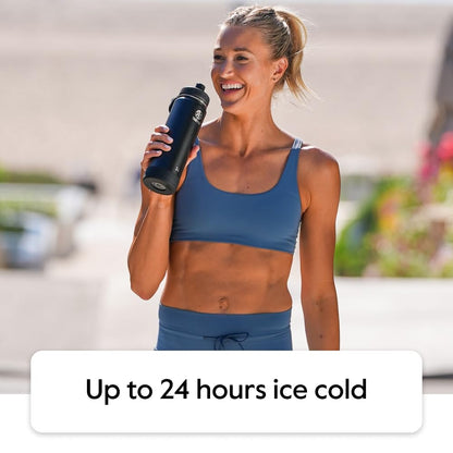 Takeya Actives Insulated Stainless Steel Water Bottle with Spout Lid, 32 Ounce, Midnight