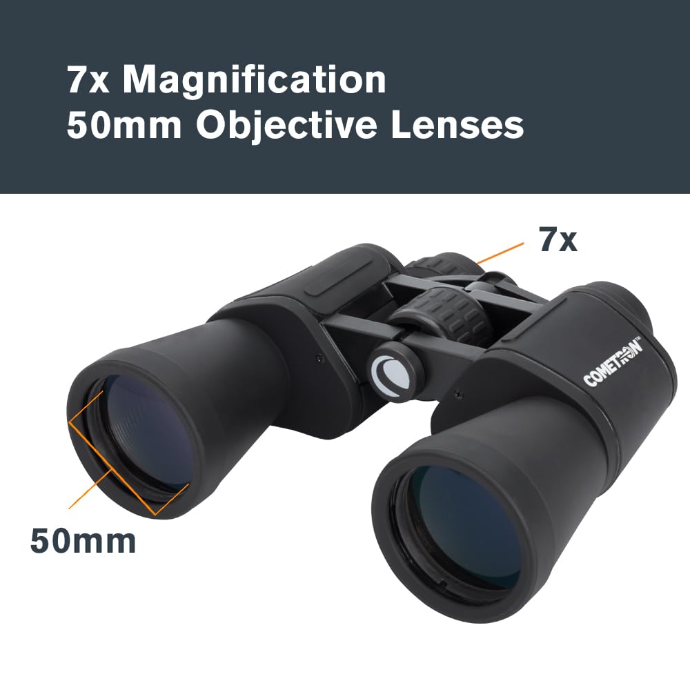 Celestron - Cometron 7x50 Astronomy Binoculars – Entry-Level for Stargazing and Comet Watching – Large 50mm Objective Lenses – Wide 6.6° Field of View – Multi-Coated Optics