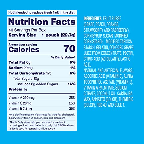 Welch's Fruit Snacks, Mixed Fruit Snack Box, Gluten Free, 0.8oz Snack Packs (Pack of 40)