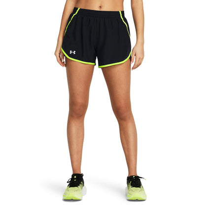 Under Armour Womens Fly by Shorts, (003) Black/High-Vis Yellow/Reflective, Medium