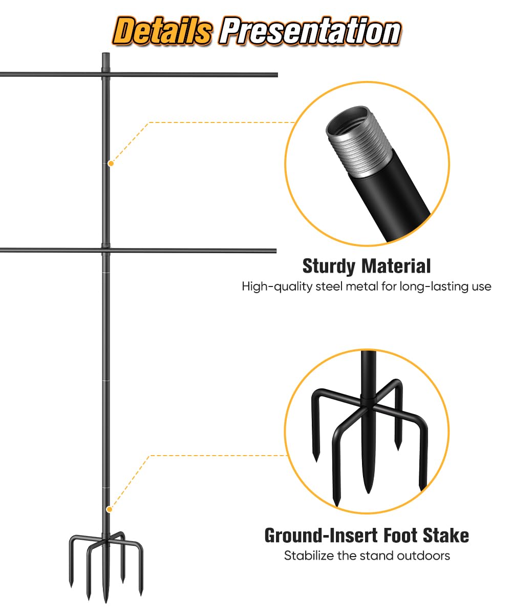 Ardier Adjustable Shooting Target Stand with 5-Prong Base, Portable Target Steel Holder for Firearms, BB Guns, Airsoft and Rifle Practice, Hunting & Shooting Accessory for Outdoor Range (No Paper)