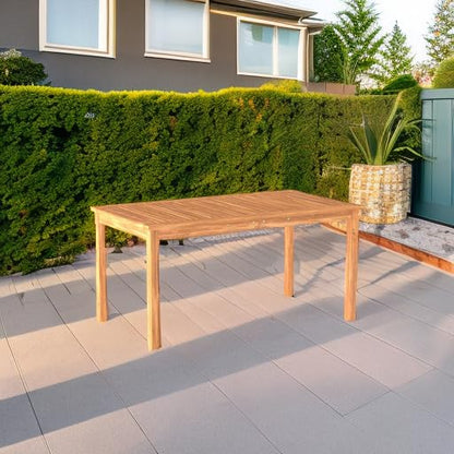 Walker Edison Dominica Contemporary Slatted Outdoor Dining Table, 34 Inch, Brown