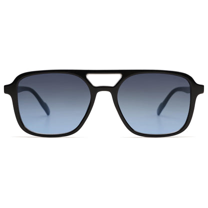 SOJOS Retro Aviator Sunglasses for Women Men,Trendy Rectangle Womens Mens Shades Sun Glasses SJ2202 Black Blue Lens