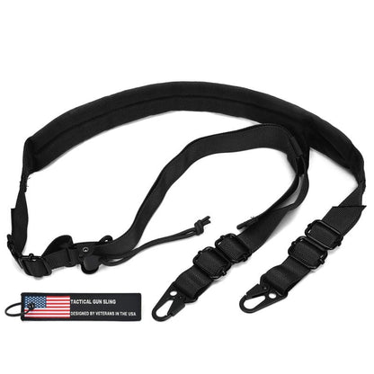 WarBull 2 Point Rifle Sling, Quick Adjust Gun Sling with HK Hook, Soft Shoulder Pad Tactical Sling for Rifle Shotgun and Crossbow, Gun Sling for Hunting and Outdoor Sports with Keychain Gift (Black)