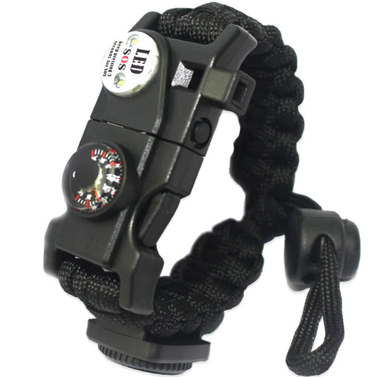 Daarcin 1pcs Survival Paracord Bracelet,Fire Starter,SOS Light, Compass,Thermometer, Whistle, Adjustable AK87 21 in 1,Outdoor Ultimate Survival Tactical Gear Set,Men