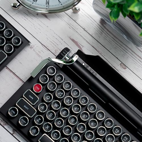QWERKYTOYS Qwerkywriter Typewriter Inspired Retro Mechanical Wired & Wireless Keyboard with Tablet Stand