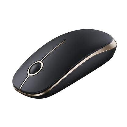 Vssoplor Wireless Mouse, 2.4G Slim Portable Computer Laptop Mouse with Nano Receiver Quiet Silent Optical Mice for Notebook, PC, Laptop, Computer-Black and Gold