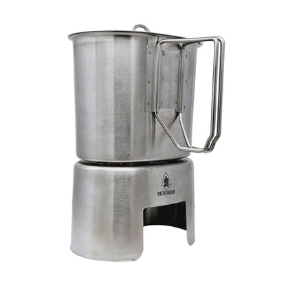 The Pathfinder School Metal Canteen Cooking Set - Survival Gear - Camping Essentials Mess Kit - Military Grade Outdoor Eating Kit - Hiking and Trail Cook Set