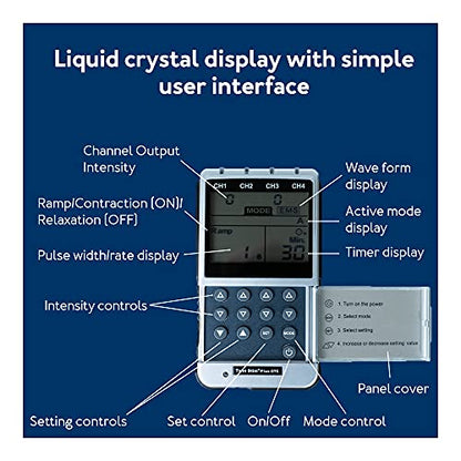 Roscoe Medical TENS Unit and EMS Muscle Stimulator - 4-Channel OTC TENS Machine for Back Pain Relief, Lower Back Pain Relief, Neck Pain, Includes Case, Pain Relief, Muscle Recovery