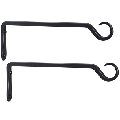 AILIN YELOKIE 2 Pack Premium Forged Wall Hook, Sturdy Hanging Plant Bracket, Elegant Hook for Bird Feeders, Planters, Lanterns, Wind Chimes Indoor Outdoor, Upgrade Black, 12 Inch