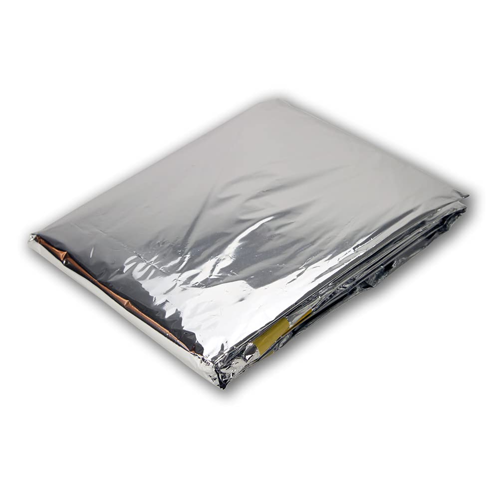Emergency Thermal Mylar 2 Person Sleeping Bags- 1 Pack -Ultra Compact for Camping, Survival, Disaster Bivouac Shelter- Pocket Sized, 7.25ft x 5.25ft - Retains 90% of Body Heat and Repels Wind & Water