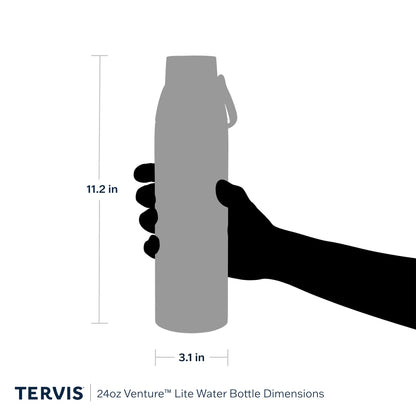 Tervis Venture Lite Clear & Colorful Lidded Made in USA Double Walled Insulated Tumbler Travel Cup Keeps Drinks Cold & Hot, 24oz Water Bottle, White Lid