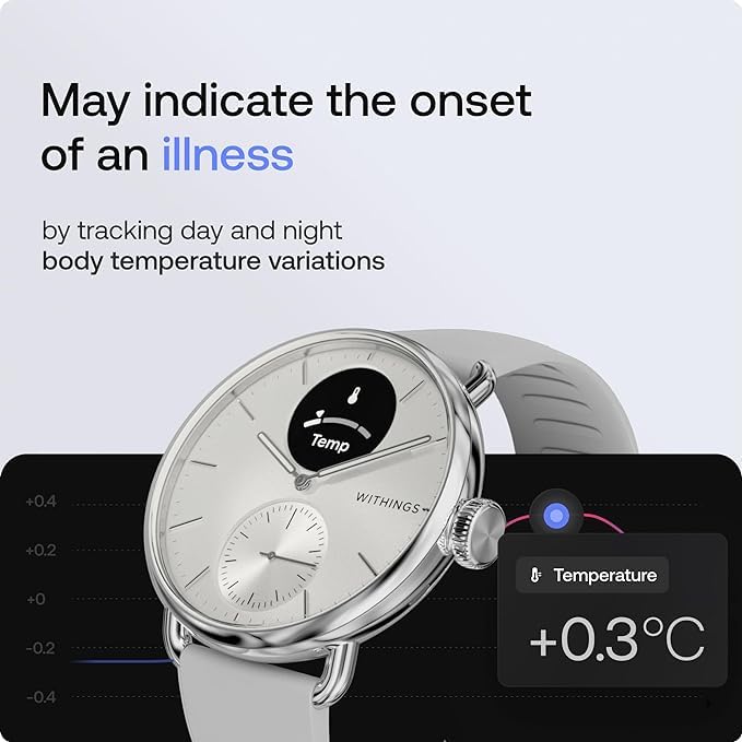 Withings ScanWatch 2 - Hybrid Smart Watch, Heart Rate Monitoring, Fitness Tracker, Cycle Tracker, Sleep Monitoring, GPS Tracker, 30-Day Battery Life, Android & Apple Compatible, HSA/FSA