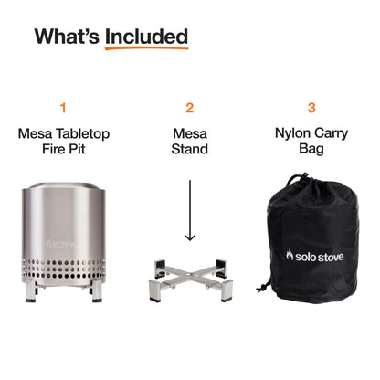 Solo Stove Mesa XL, 7 Inch Tabletop Fire Pit with Stand - Smokeless, Stainless Steel Fire Pit for Camping, Outdoor & Patio- Wood Burning or Pellet Fueled Portable Bonfire, 2.3lbs, Gunmetal