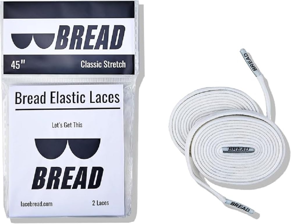 Bread Elastic Shoelaces – Tie Once, Slip On – Stretch Shoelaces That Look Real for Sneakers, Boots & Everyday Wear, Cloud White, 45"