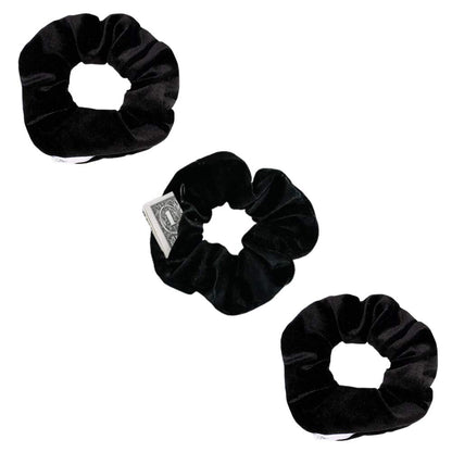 Zipper Scrunchies, Pocket Scrunchie, SECRET & HIDDEN, Velvet Hair Ties Bracelet, Compatible with Apple AirPods 3&2&1, Key Money Chapstick Storage Bag, Elastics Hair Band (Black 3PCS)