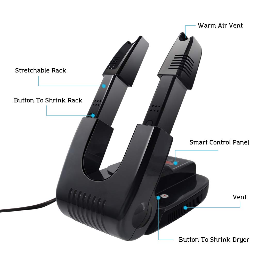 DR.PREPARE Boot Dryer Shoe Dryer Ozone, Glove Dryer & Boot Warmer with Heat Blower, Adjustable Rack and Timer, Folding Design & Quick Drying for Shoes, Gloves, Hats, Socks, Ski Boots (Ozone)