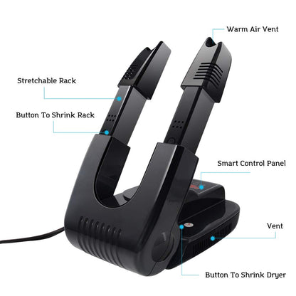 DR.PREPARE Boot Dryer Shoe Dryer Ozone, Glove Dryer & Boot Warmer with Heat Blower, Adjustable Rack and Timer, Folding Design & Quick Drying for Shoes, Gloves, Hats, Socks, Ski Boots (Ozone)