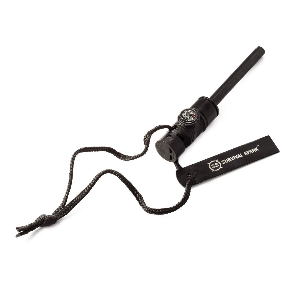 SharpSurvival Spark Fire Starter Kit - Magnesium Ferro Rod Fire Starter Kit with Compass and Whistle - Emergency Fire Starter Survival Multitool for Camping, Hiking, Hunting and more