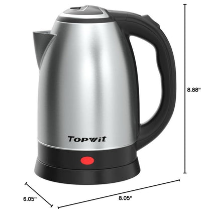 TOPWIT Electric Kettle, 2.0L Hot Water Kettle Electric, BPA-Free Stainless Steel Tea Kettle, Electric Kettles for Boiling Water with Fast Boil, Auto Shut-Off & Boil Dry Protection, Silver