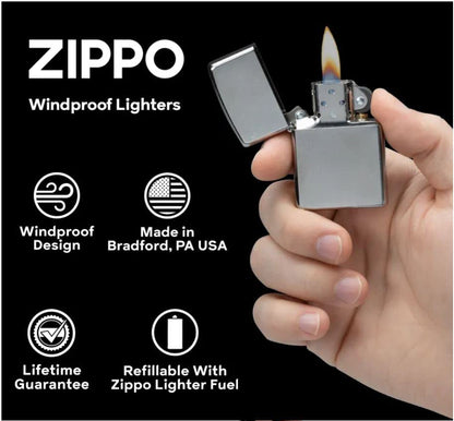 Zippo Lighter- Wolves Wolf Street Chrome Windproof Lighter #Z5224