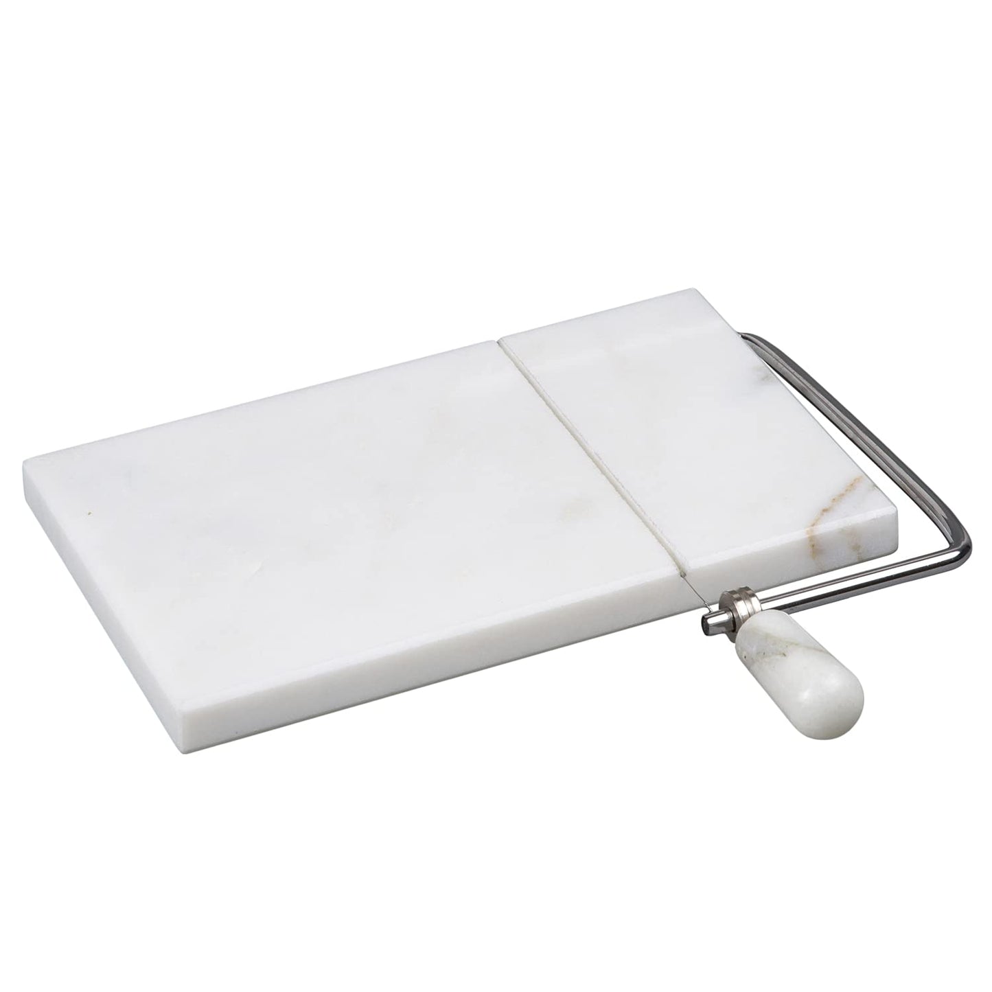 Creative Home Marble Cheese Slicer – 8" x 5" Heavy Duty Marble Board with Wire Cutter, Durable Cheese Slicer for Block Cheese, Butter, Includes Extra Replacement Wire