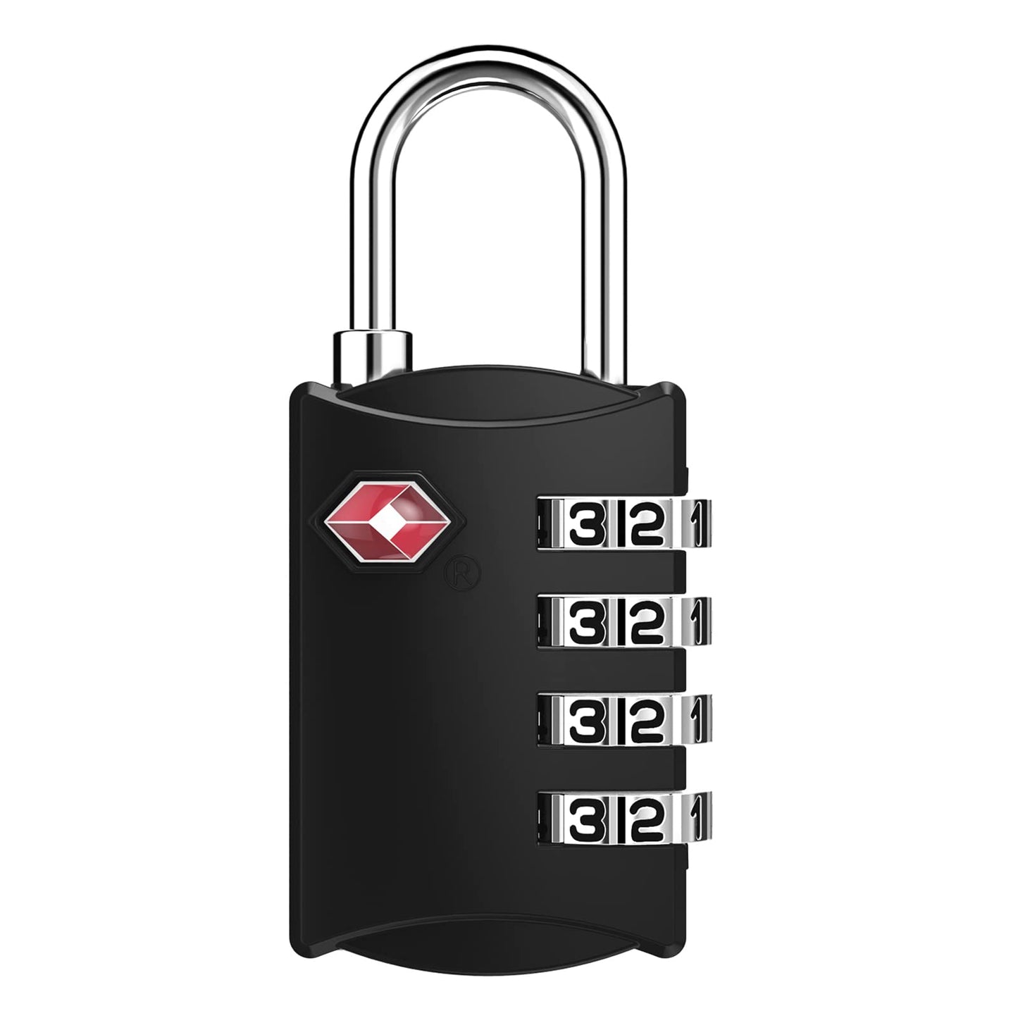 ZHEGE TSA Approved Luggage Lock for Train Travel, 4 Digit Combination Lock for School Gym Locker, Suitcase, Backpack, Cabinet, Drawer, Easy Read Dial with Alloy Body (1 Pack, Black)