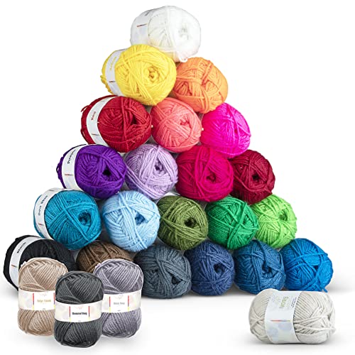 Soft Acrylic Yarn for Crocheting - 2400 Yards Crochet Yarn for Crocheting, Amigurumi Yarns for Knitting, Bulk, Perfect for Crafts, Crochet Amigurumi, and Knitting - 24 Pack x 50g