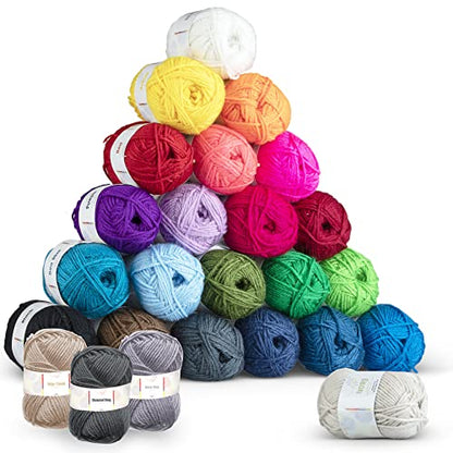 Soft Acrylic Yarn for Crocheting - 2400 Yards Crochet Yarn for Crocheting, Amigurumi Yarns for Knitting, Bulk, Perfect for Crafts, Crochet Amigurumi, and Knitting - 24 Pack x 50g