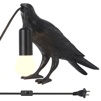 Shandaglo Crow Lamp Raven Table Lamp with Bulb, Gothic Crow Light - Raven Decor for Bedside Bedroom Living Room Decor