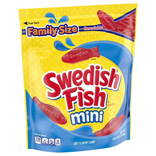 SWEDISH FISH Mini Soft & Chewy Candy, Family Size, 1.8 lb