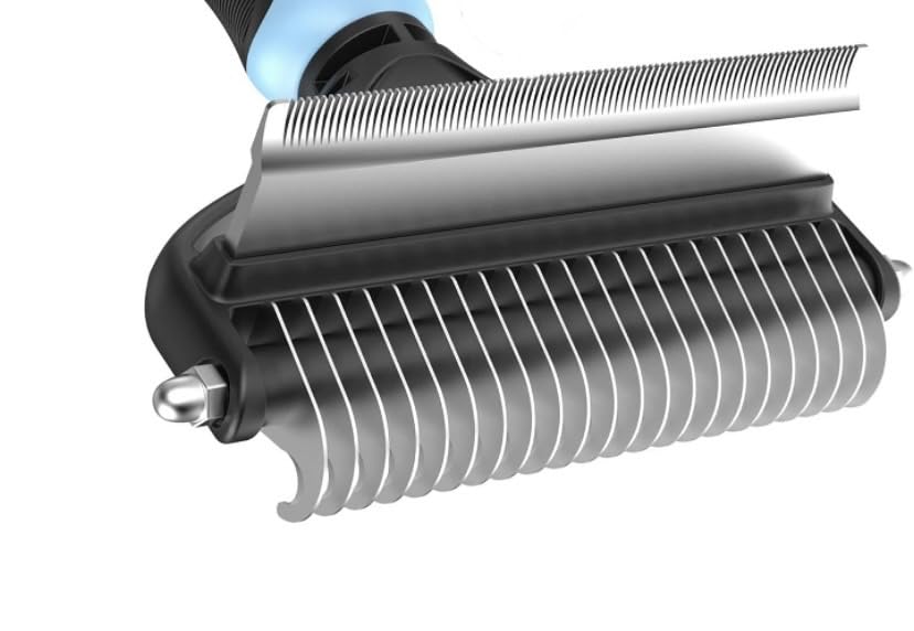 Dog Brush for Shedding & Cat Brushes for Indoor Cats - Double Coat Dog Brushes for Grooming - Hair Remover Pet Grooming Tools - 2 in 1 Deshedding Brush & Undercoat Rake for Dogs - Defur Comb Cleaner