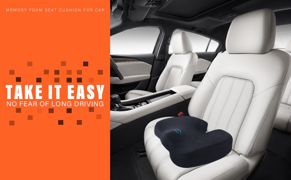 WAOAW Seat Cushion, Office Chair Cushions Butt Pillow for Car Long Sitting, Memory Foam Chair Pad for Back, Coccyx, Tailbone Pain Relief, Car Seat Cushion, Gifts for Men Women (Black)