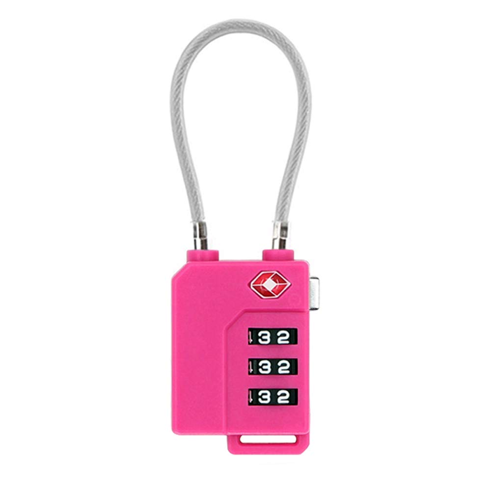 TSA Lock Security 3 Digit Combination Suitcase Luggage Bag Code Lock Padlock (Pink-4-Pack)