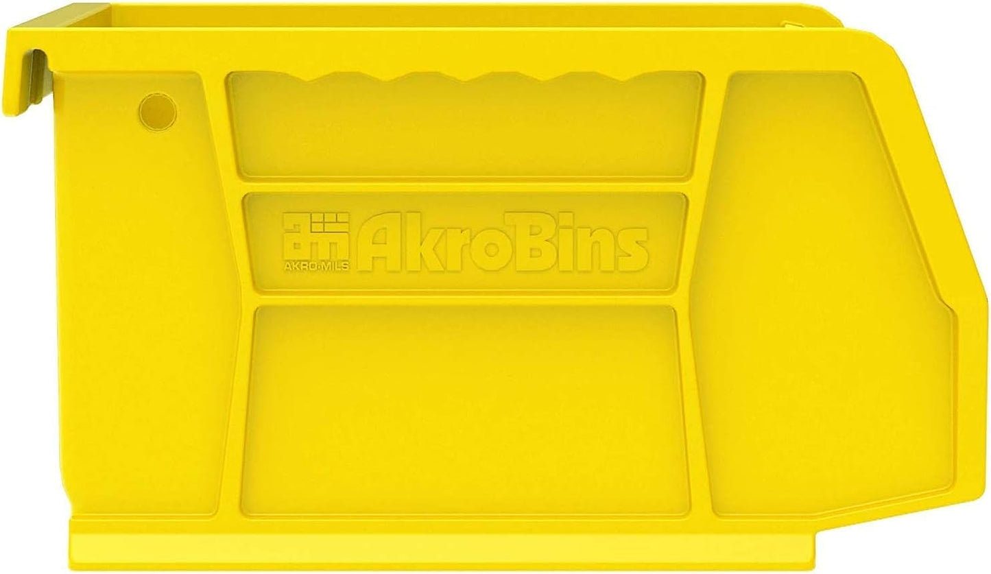 Akro-Mils 30210 AkroBins Plastic Storage Bins, Space-Saving Stackable Bins for Garage, Pantry, Craft Organization, 5-" x 4-" x 3-", Yellow, 24-Pack